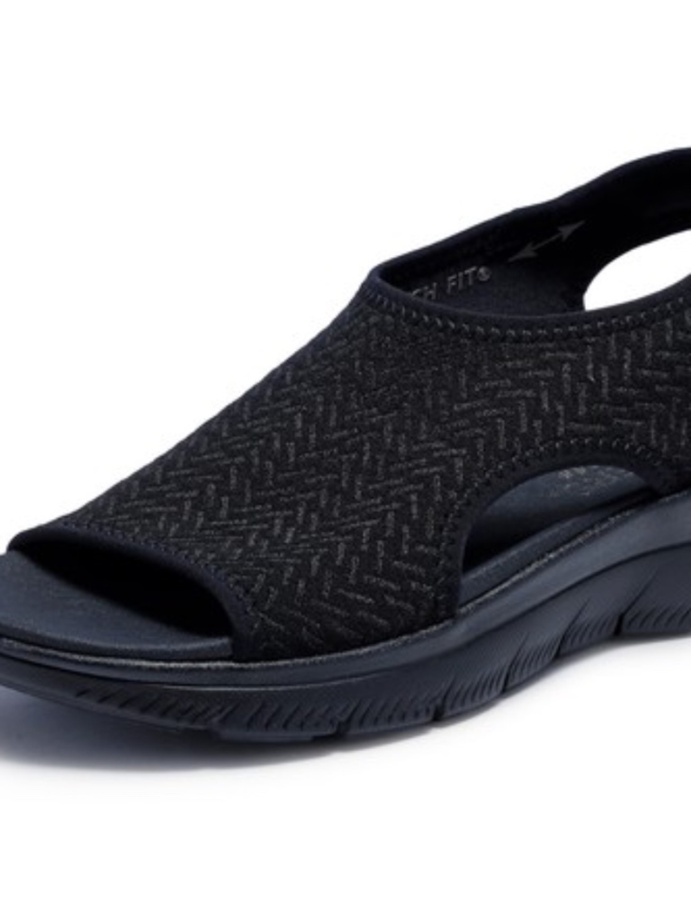 Skechers Summits Outta Here Yoga Foam Stretch Fit Sandals in Black Women's Sz 7